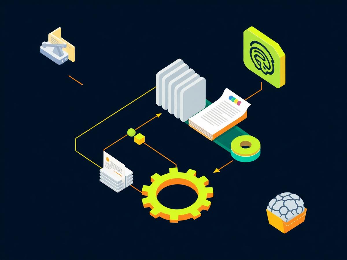 Illustration of business processes being automated with AI